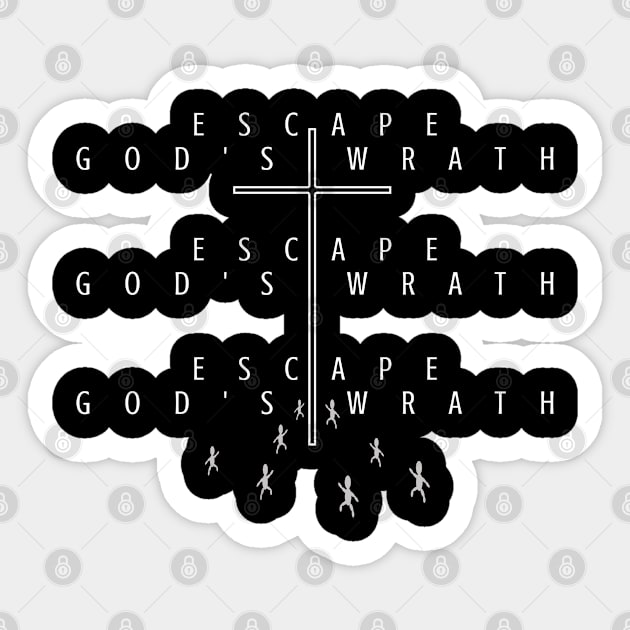 Escaped Gods wrath through the cross Sticker by chinmayu_christiantshirts